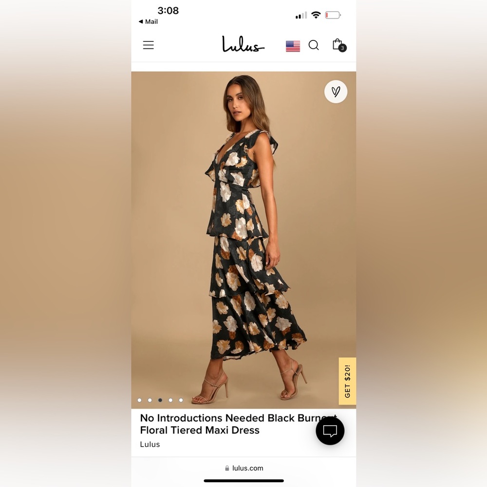 LULUS No Introductions Needed Black Burnout Floral Tiered Maxi Dress
